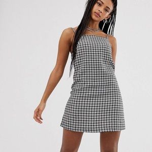 COLLUSION cami check mini dress